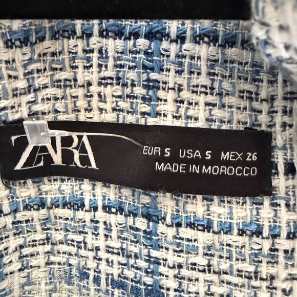 Zara Blue & White plaid Tweed Pinafore Dress - Picture 6 of 6